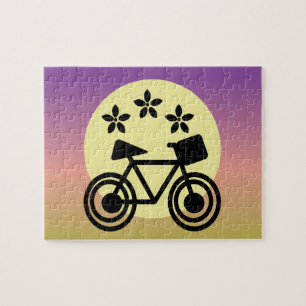 Süße Sonne und Fahrrad Blumen- und Regenbogen-Grad Puzzle