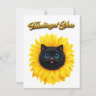 Süße Sonnenblume Schwarze Katzengesicht Denkt an D