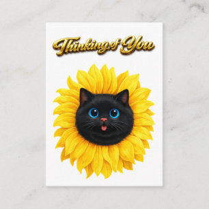 Süße Sonnenblume Schwarze Katzengesicht Denkt an D Begleitkarte
