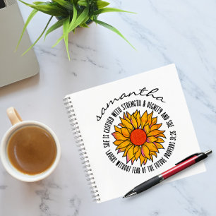 Süße Sonnenblumen-Schrift Bibelvers Proverbien 31 Notizblock