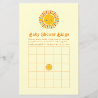 Süße Sonnengelb- und Orange-Baby-Shower-Bingo-Spie