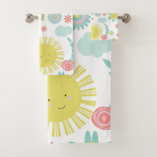 Süße Sonnenschein Regenbogen Blumen Sommer Badhandtuch Set