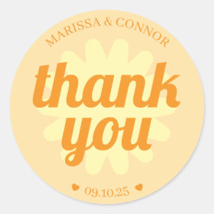 Süße sonnige orange-gelbe florale Dankeschön-Aufkl Runder Aufkleber