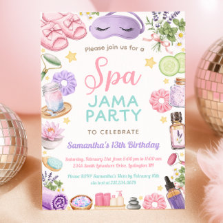 Süße Spa-Pyjama-Party-Geburtstagsfeier Einladung