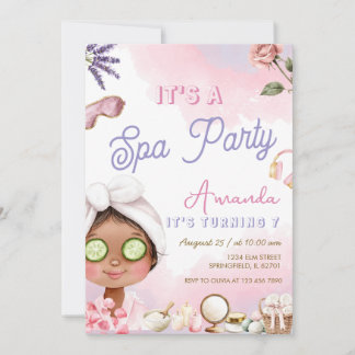 Süße Spa Verwöhnparty Pink Mädchen Geburtstag Einladung
