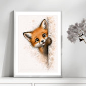 Süße spähende Fuchs Wandkunst Waldtier Druck Poster