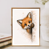 Süße spähende Fuchs Wandkunst Waldtier Druck Poster