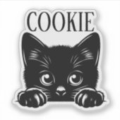 Süße spähende Katze personalisiert Aufkleber (Vorderseite)