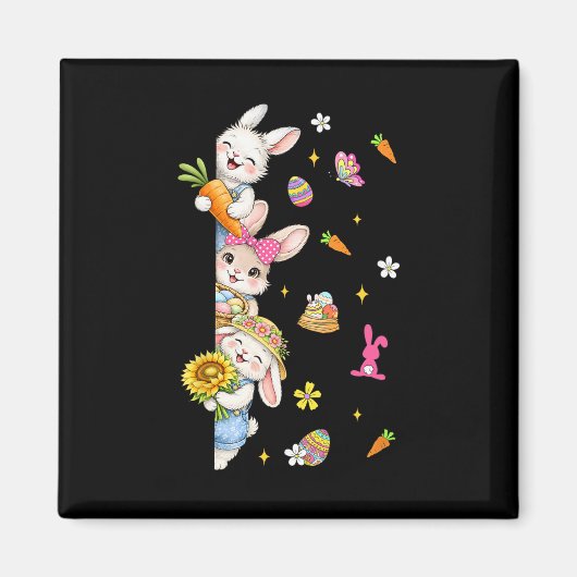 Süße spähende Osterhasen Blumen Frühling Eier Ki Magnet (Vorne)