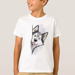 Süße spähende Siberian Husky-Hunde-Jungs T-Shirt