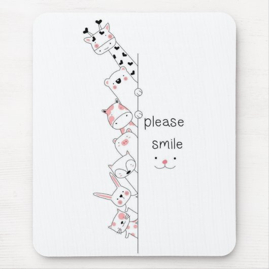 Süße spähende Tiere "Bitte lächeln" Whimsical Spir Mousepad (Vorne)