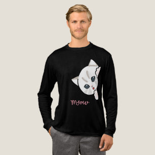 Süße spähende weiße Katze Meow Kunst Tri-Blend Shirt