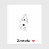 Süße spähende weiße Katzenillustration Aufkleber (Blatt)