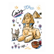 Süße Sphinx Kairo Ägypten Doodle-Kunst