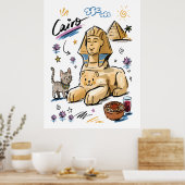 Süße Sphinx Kairo Ägypten Doodle-Kunst Poster (Küche)