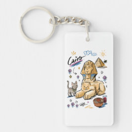 Süße Sphinx Kairo Ägypten Doodle-Kunst Schlüsselanhänger