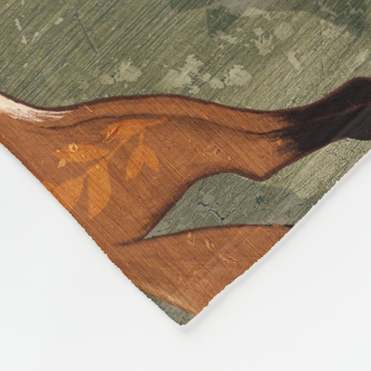 Süße, spielerische Füchse in Rostbraun auf Olivgrü Fleecedecke (Ecke)