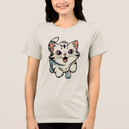 Süße spielerische Katzen-Cartoon-Kunst Tri-Blend Shirt