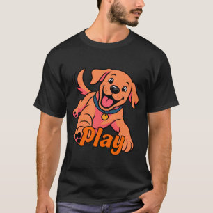 Süße spielerische Welpen-Cartoon-Kunst mit Spiel-T T-Shirt