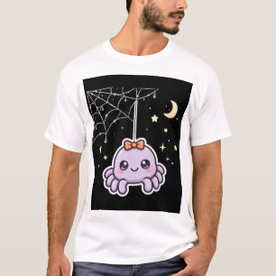 Süße Spinne auf glänzendem Spinnennetz Halloween T T-Shirt