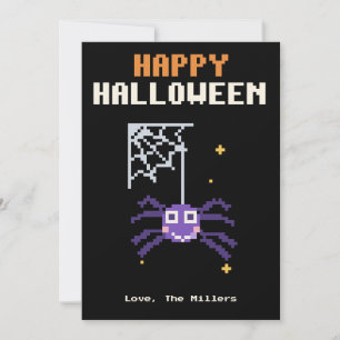 Süße Spinne Pixel Art Halloween-Karte Feiertagskarte