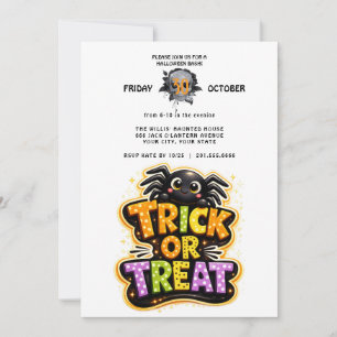 Süße Spinne Trick-or-Treat Halloween-Party Einladung