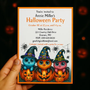 Süße Spinnen Kürbis Halloween Party Einladung