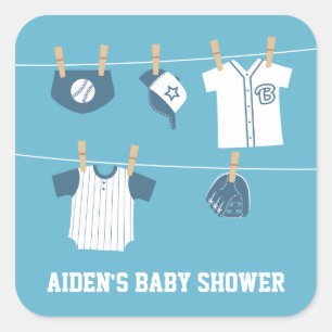 Süße Sportkleidung Baseball-Baby-Party-Aufkleber Quadratischer Aufkleber