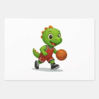 Süße sportliche Dinosaurier – Sportliche Dinos Pap Geschenkpapier Set