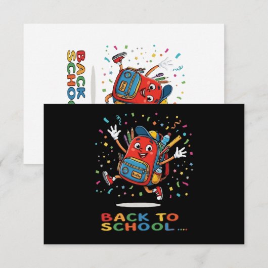Süße springende Schultasche, Back-to-School-Design Dankeskarte (Vorne/Hinten)