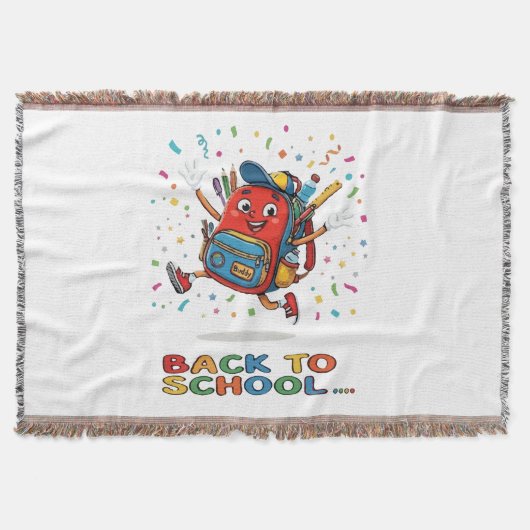 Süße springende Schultasche, Back-to-School-Design Decke (Vorderseite)