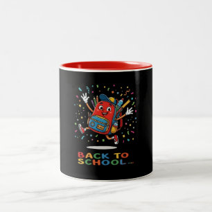 Süße springende Schultasche, Back-to-School-Design Zweifarbige Tasse