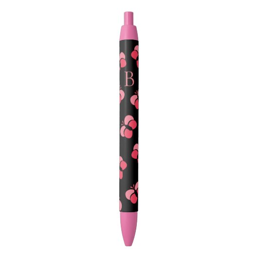 Süße sprudelnde rosa Schmetterlinge Monogramm Kugelschreiber (Vorderseite Vertikal)