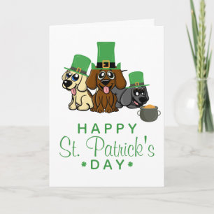 Süße St. Patrick's Day Hunde mit Koboldhüten Karte