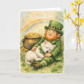 Süße St. Patrick's Day Westie & Leprechaun Karte (Gelbe Blume)