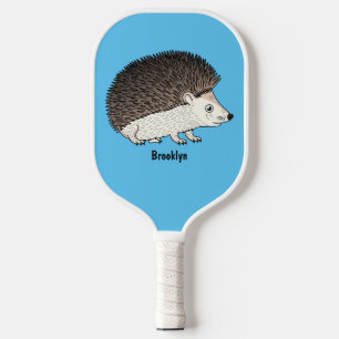 Süße stachelige Igel-Cartoon-Illustration  Pickleball Schläger