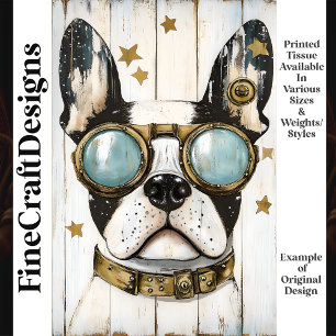 Süße Steampunk-Boston-Terrier-Hund K6 Decoupage Seidenpapier