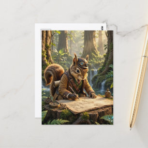 Süße Steampunk-Eichhörnchen-Entdeckerin Postkarte