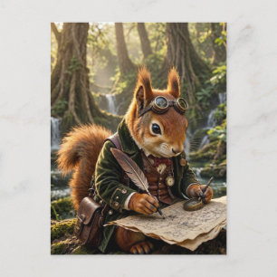 Süße Steampunk-Eichhörnchen-Entdeckerin Postkarte