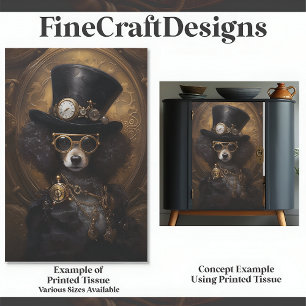 Süße Steampunk-Hund-im-Hut-Malerei D3R-Decoupage Seidenpapier