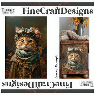 Süße Steampunk-Katze Whimsische Kleidung A5R Decou Seidenpapier