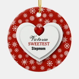 Süße STEPMOM Rote und weiße Schneeflocken A1 Keramikornament