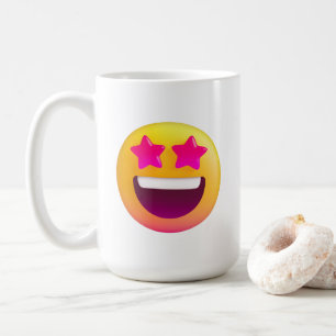Süße Sterneaugen-Emoji - Sternförmig aufgeregtes L Kaffeetasse