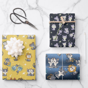 Süße Sternzeichen-Katzen-Wrap-Papier-Flachblatt-Se Geschenkpapier Set
