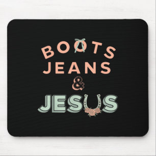Süße Stiefel Jeans Und Jesus Cowgirl Christlich Zä Mousepad