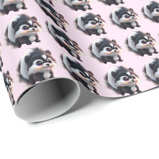 Süße Stinktier-Waldtiere Wald Freunde Geschenkpapier (Rolleneckpunkt)