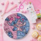 Süße Stitch und Angel Paare Papier Plate Pappteller (Party)