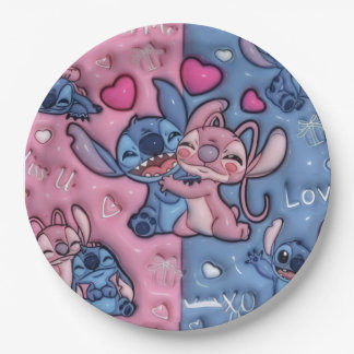 Süße Stitch und Angel Paare Papier Plate Pappteller