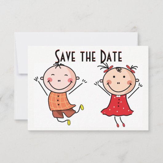 Süße Stockfigur Save-the-Date-Karte Einladung (Vorderseite)