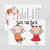 Süße Stockfigur Save-the-Date-Karte Einladung (Vorne/Hinten)